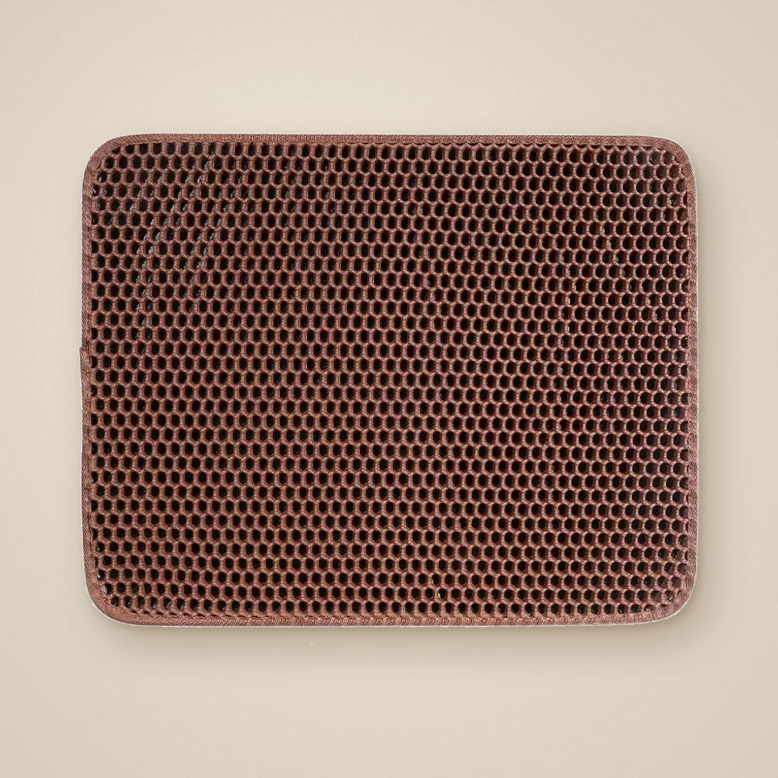Honeycomb cat litter mat in brown