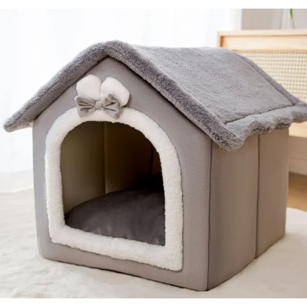 Foldable cat house bed, grey rabbit design