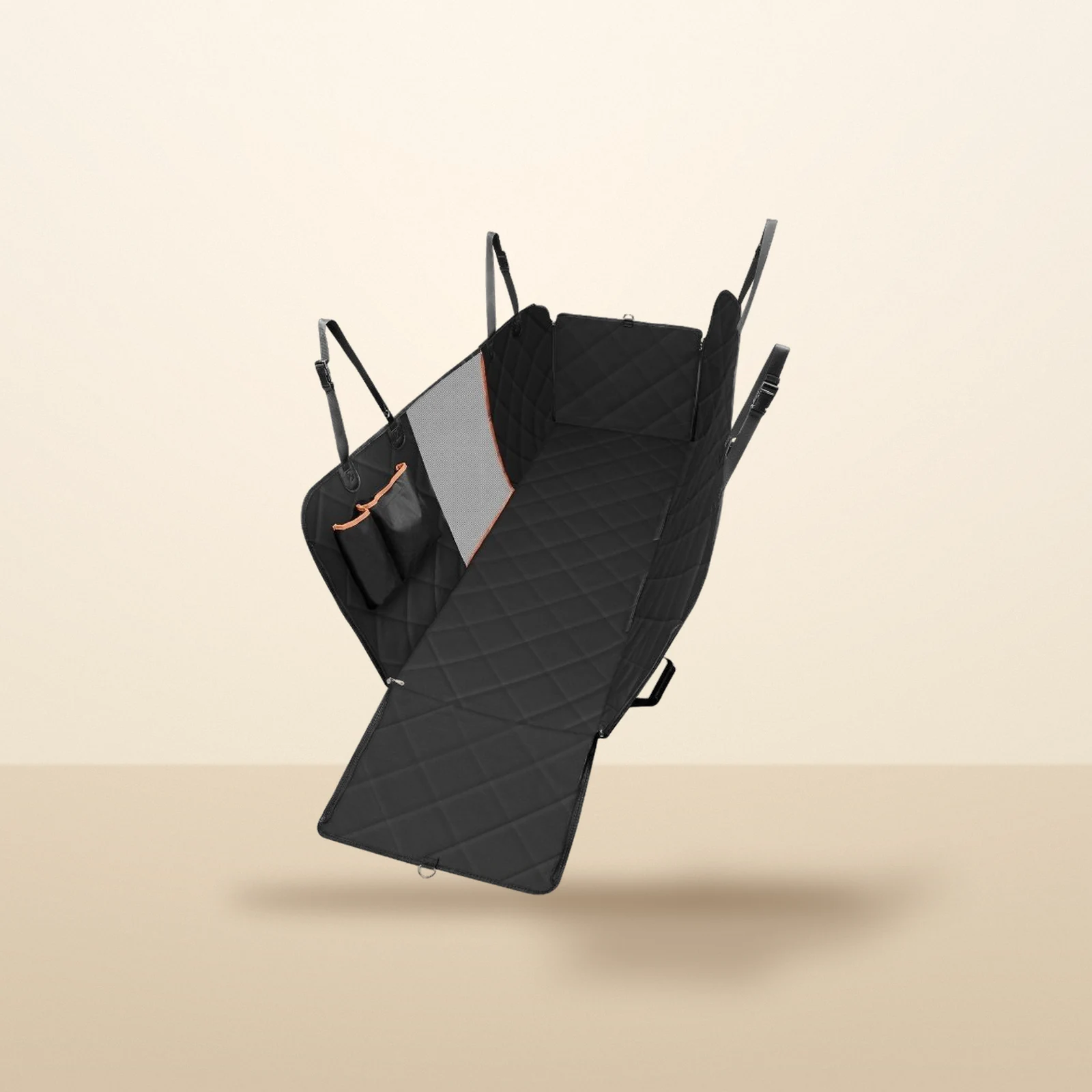 Mesh view car seat cover in black with the mesh window