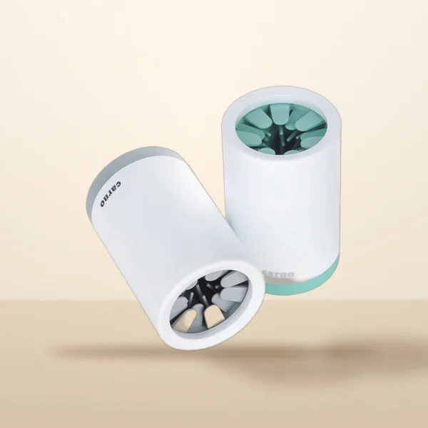 Dog paw cleaner cups with soft bristles inside