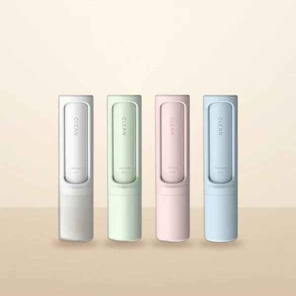 Reusable pet hair remover in white, green, pink and blue
